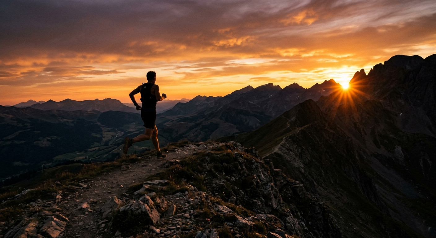 Personne pratiquant la randonnée en montagne, symbole d'énergie et vitalité naturelle